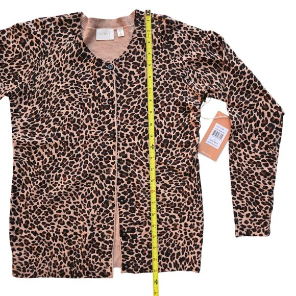 Cyrus Brown Leopard Print Soft Button Front Long Sleeve Cardigan Women Small NWT - Picture 7 of 9